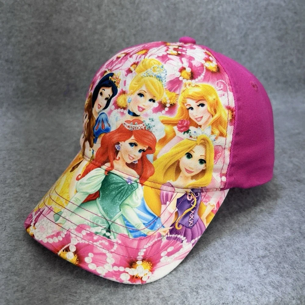 Disney Princess Pink Girls Baseball Cap Adjustable Ariel Rapunzel Cinderella